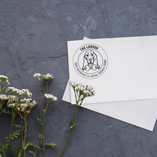 Benutzerdefinierte Basset-Hund-Rücksendeadresse Gummistempel (Von Creator hochgeladen)