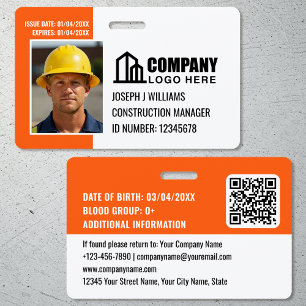 Benutzerdefinierte Baustelle-ID-Logo-QR-Code Orang Ausweis