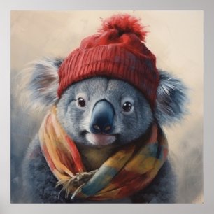 Benutzerdefinierte Beanie Bunch Rote Mützen Koala  Poster