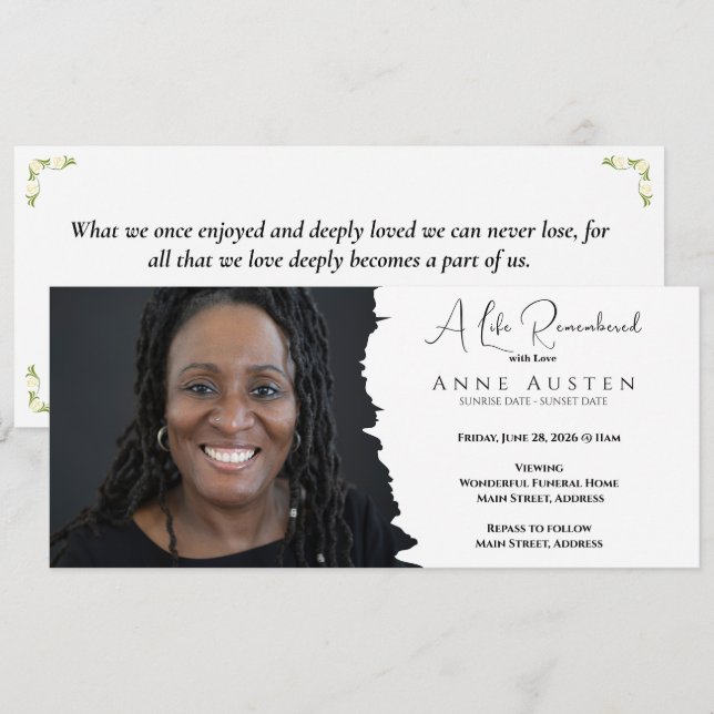 Benutzerdefinierte Beerdigungskarte - Flachkarte (Vorne/Hinten)