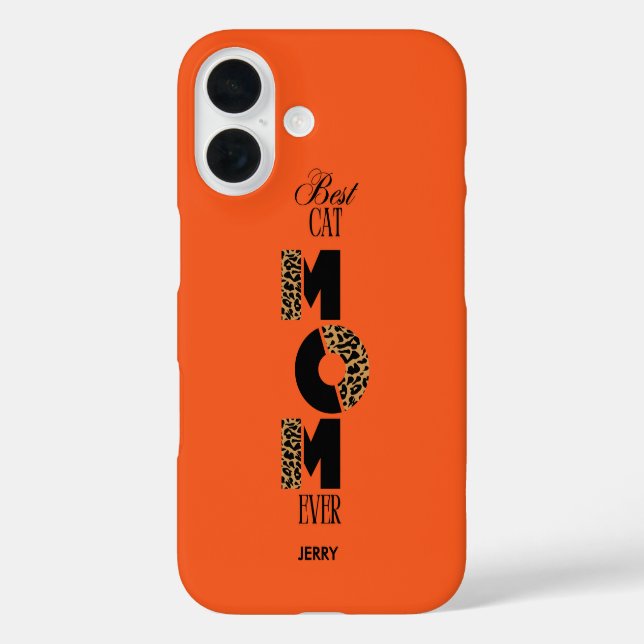 Benutzerdefinierte Beste Kat-Mama Leopard Print iPhone 16 Hülle (Rückseite)