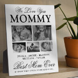 Benutzerdefinierte beste Mama je Foto Collage Plaq Fotoplatte<br><div class="desc">Elegante Mütter-Tagesbilderplakette mit 5 Bildern von Ihren wunderschönen Kindern, dem Text "Wir Liebe du Mami", den Kindernamen und einem weiteren niedlichen Sprichwort, das lautet: "Beste Mutter je, wenn ich weiß, was Liebe ist, liegt es an dir". Der gesamte Text ist vollständig editierbar, sodass er jederzeit für den Anzug personalisiert werden...</div>