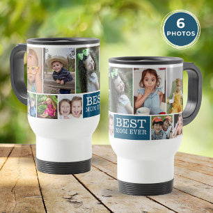 Benutzerdefinierte Beste Mama überhaupt Blau 10 Fo Reisebecher