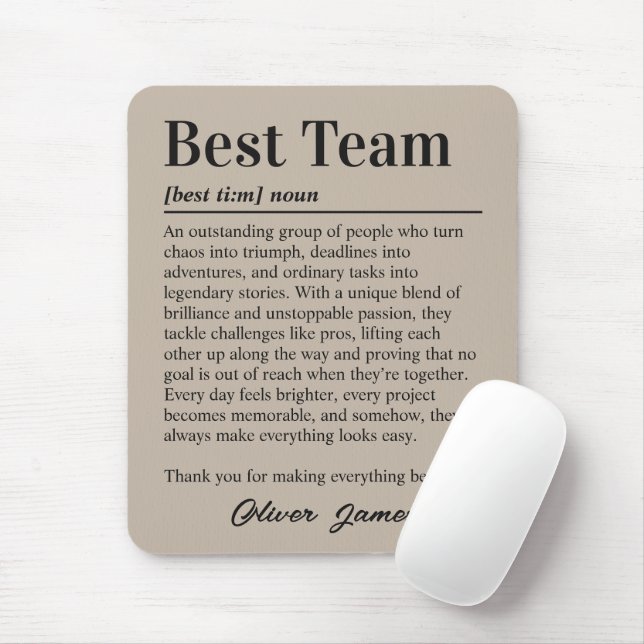 Benutzerdefinierte beste Teamdefinition Teamarbeit Mousepad (Mit Mouse)