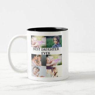 Benutzerdefinierte Beste Tochter je 6 Foto Collage Zweifarbige Tasse