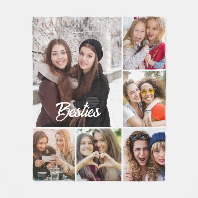 Benutzerdefinierte "Besties" Fotocollage  Fleecedecke (Vorderseite)