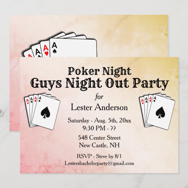 Benutzerdefinierte Bezeichnung Poker Night Party E Einladung (Vorne/Hinten)