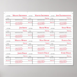 Benutzerdefinierte Bibliotheks-Ausleihkarte Tischn Poster