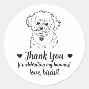Benutzerdefinierte Bichon Frise Hund Hochzeitsguns Runder Aufkleber