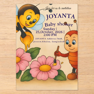 Benutzerdefinierte Biene Baby Shower Acryleinladungen