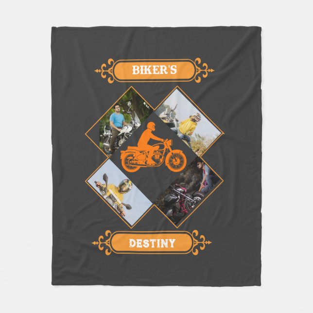 Benutzerdefinierte Biker-Fotocollage Fleecedecke (Vorderseite)