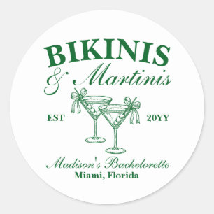 Benutzerdefinierte Bikinis und Martinis Junggesell Runder Aufkleber