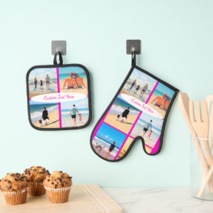 Benutzerdefinierte BildCollage und Personalisierte Ofenhandschuh & Topflappen-Set
