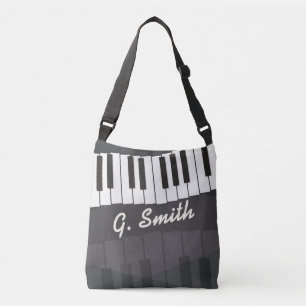 Benutzerdefinierte Black and White Piano Tastatur. Tragetaschen Mit Langen Trägern