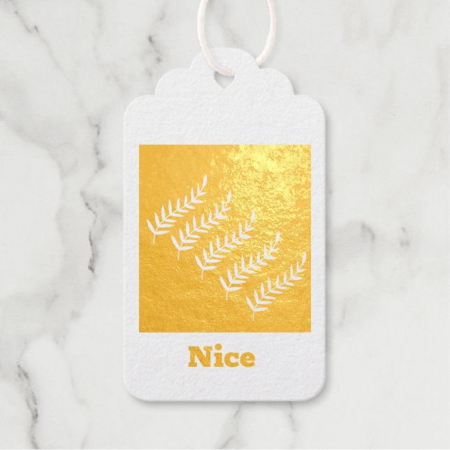 Benutzerdefinierte Blätter Bilder Nice Text Gold F Geschenkanhänger (Vorderseite)