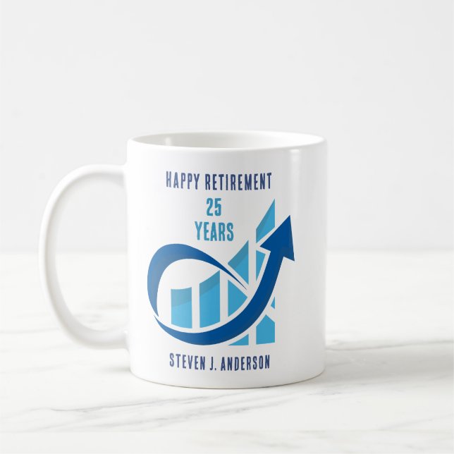 Benutzerdefinierte blaue Finanzrente Kaffeetasse (Links)
