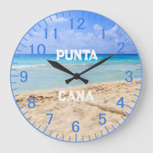 Benutzerdefinierte blaue Sandstrand-Uhr Große Wanduhr