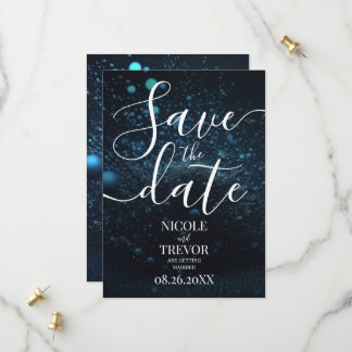Benutzerdefinierte blaue Staubexplosion Hochzeit Save The Date
