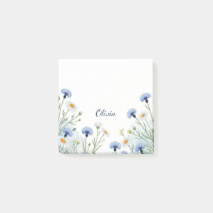 Benutzerdefinierte Blaue Wildblumen-Haftnotizen, P Post-it Klebezettel