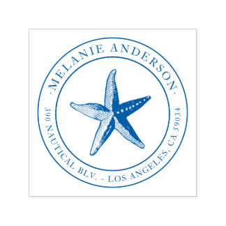 Benutzerdefinierte Blue Nautic Starfish Rücksendea Permastempel