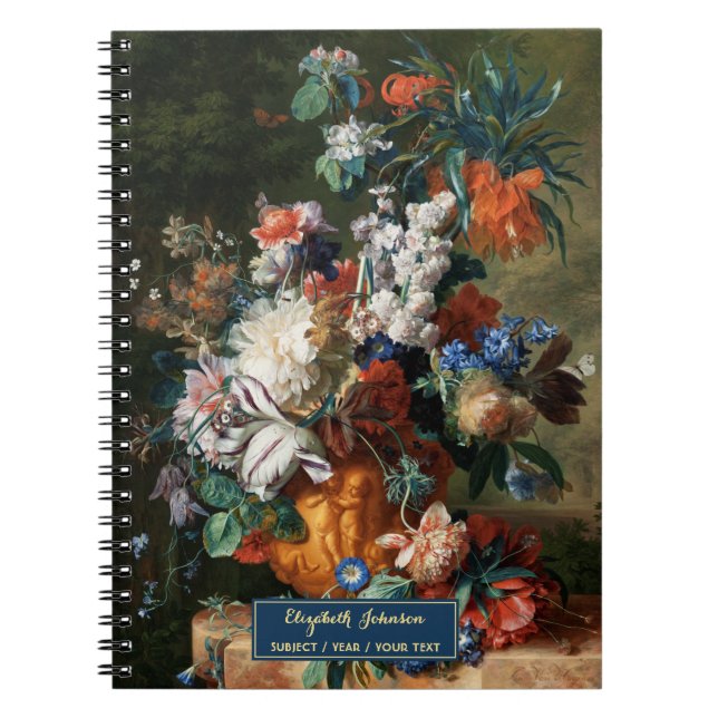 Benutzerdefinierte Blume Art Elegantes Skript Gold Notizblock (Vorderseite)