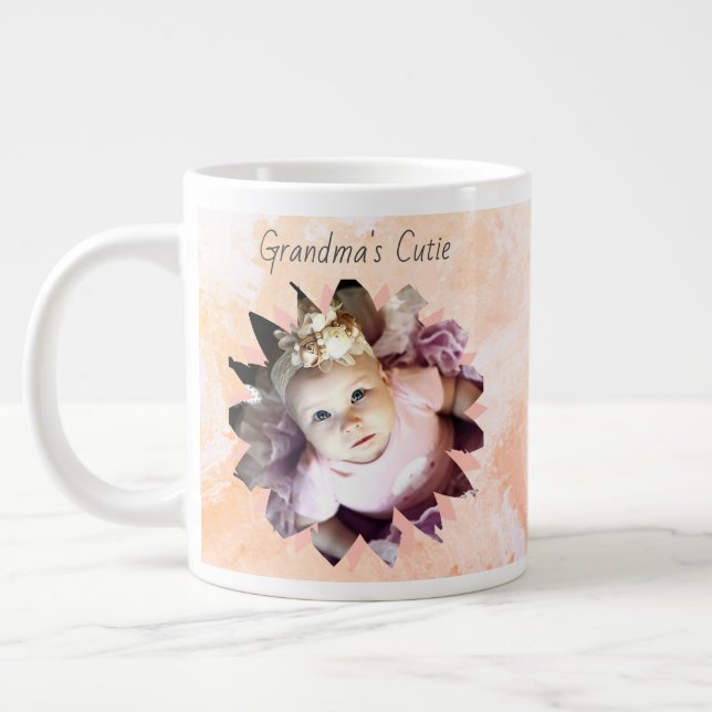 Benutzerdefinierte Blume Form Foto Pastell Wasserf Jumbo-Tasse (Links)