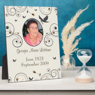 Benutzerdefinierte Blume und Wirbel Memorial Keeps Fotoplatte