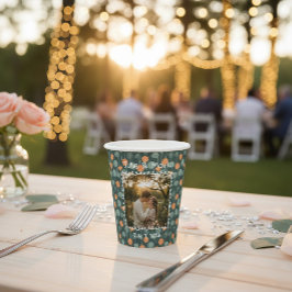 Benutzerdefinierte Blumen-Doodle-Foto-Verlobung Pappbecher