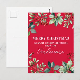 Benutzerdefinierte Blumen-Weihnachtsfeier Postkarte