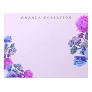 Benutzerdefinierte Blumige Lavendel Rosa Blau Aqua Notizblock