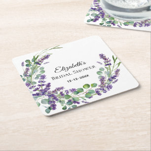 Benutzerdefinierte Boho Lavendel Eukalyptus Brautp Rechteckiger Pappuntersetzer