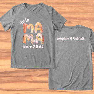 Benutzerdefinierte Boho-Zwillinge Mama seit Jahr K Tri-Blend Shirt