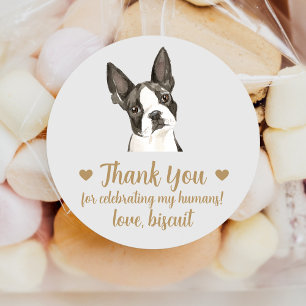 Benutzerdefinierte Boston Terrier Hund Hochzeitsgu Runder Aufkleber