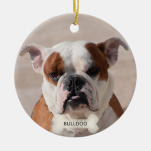 Benutzerdefinierte Bulldogge Boxer Hund Foto Keramik Ornament