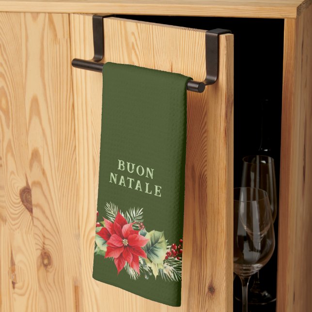 Benutzerdefinierte Buon Natale Florale Küchenacces Geschirrtuch (Drittel gefaltet)