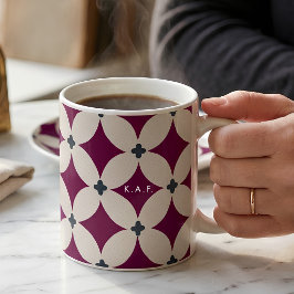 Benutzerdefinierte Burgunder-Creme Moderne geometr Kaffeetasse