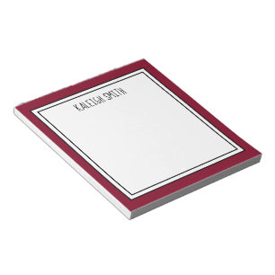 Benutzerdefinierte Burgundy Red White Editable Far Notizblock