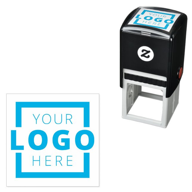 Benutzerdefinierte Business-Logo-Briefmarke Aqua B Permastempel (Beispiel)