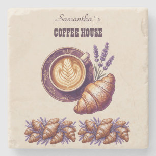 Benutzerdefinierte Cafe Merch Vintage Croissant Mi Steinuntersetzer