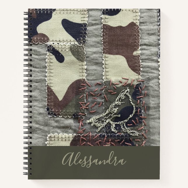 Benutzerdefinierte Camo-Vogel-Patchwork-Optik Natu Notizbuch (Vorderseite)
