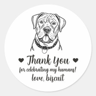 Benutzerdefinierte Cane Corso Hund Hochzeitsgesche Runder Aufkleber