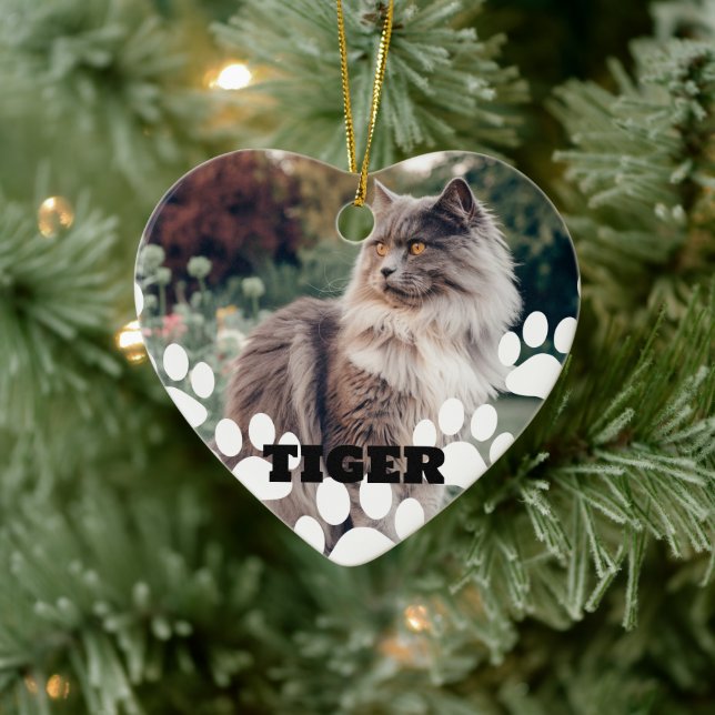 Benutzerdefinierte Cat Foto Keramik Ornament mit N (Baum)