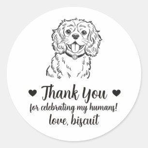 Benutzerdefinierte Cavalier Spaniel Hund Hochzeits Runder Aufkleber