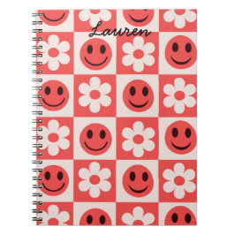 Benutzerdefinierte Checked Blume und Happy Faces R Notizblock