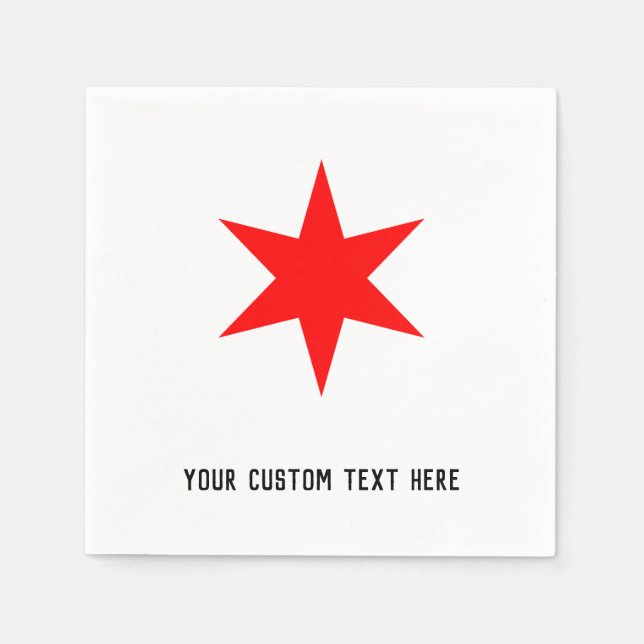 Benutzerdefinierte Chicagoer Flagge Red 6-Punkte-S Serviette (Vorderseite)