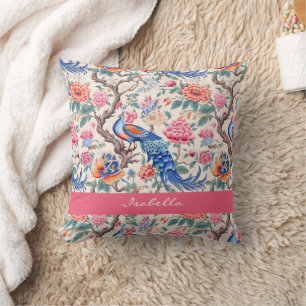 Benutzerdefinierte Chinoiserie Asiatische Blumenla Kissen