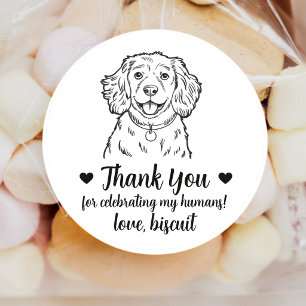 Benutzerdefinierte Cocker Spaniel Hund Hochzeitsgu Runder Aufkleber