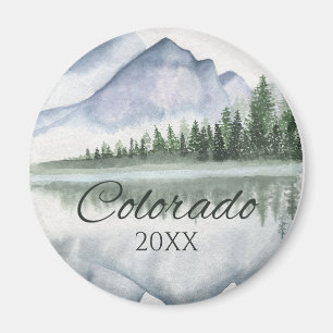 Benutzerdefinierte Colorado-Aquarell-Bergsee-Bäume Magnet