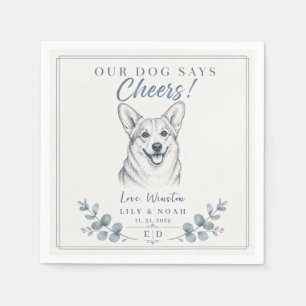 Benutzerdefinierte Corgi-Hochzeit Hundeliebhaber T Serviette