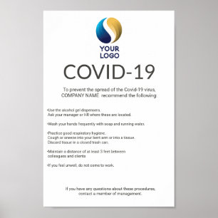 Benutzerdefinierte Covid-19-Firmenlogo-Sicherheits Poster
